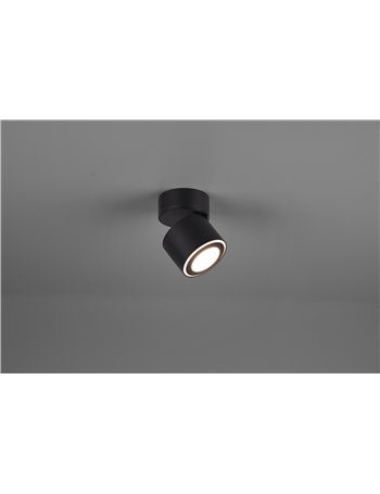 Taurus spot led metallo nero orientabile girevole bi-emissione interruttori separati h. 10cm