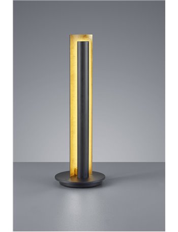 Texel lampda da tavolo led colonna nera interno oro h. 48