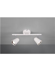 Toulouse barra 2 spots led bianco satinato con bordo cromato l. 34cm