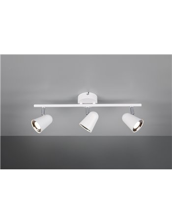 Toulouse barra 3 spots led bianco satinato con bordo cromato l. 48cm  