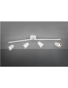 Toulouse barra 4 spots led bianco satinato con bordo cromato l. 78cm