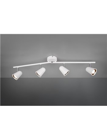 Toulouse barra 4 spots led bianco satinato con bordo cromato l. 78cm  