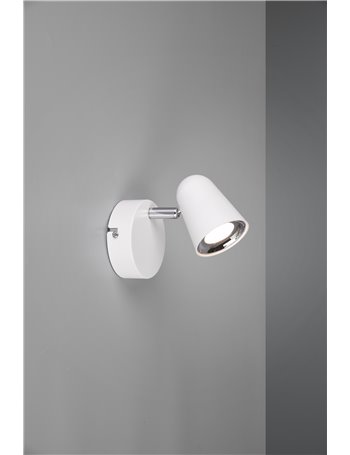 Toulouse spot singolo led bianco satinato con bordo cromato h. 15cm  
