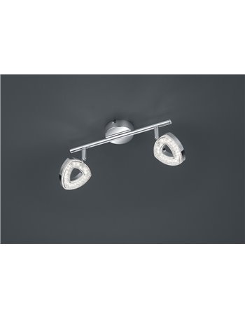 Tours barra 2 spots led integrati in diffusore triangolo cromato 
