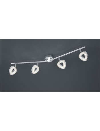 Tours barra 4 spots led integrati in diffusore triangolo cromato 
