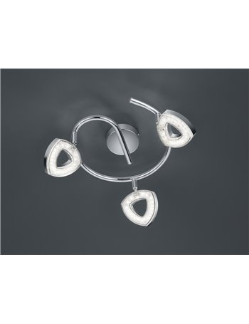 Tours girandola 3 spots led integrati in diffusore triangolo cromato 