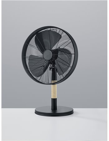 Viking ventilatore da appoggio nero e legno con interruttore 3 velocita' oscillante  h. 57cm d. 35cm