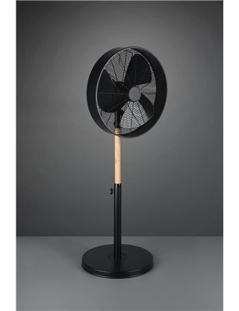 Viking ventilatore da terra nero e legno con interruttore 3 velocita' oscillante  e regolabile in altezza h. 120cm d. 45cm