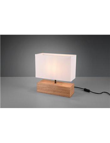 Woody lampada da tavolo grande base legno naturale e paralume bianco l. 30 cm x h. 30cm