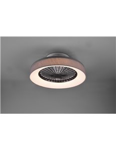 Faresund ventilatore e plafoniera led diffusore satinato con bordo tessuto grigio con telecomando multifunzione regolazione inte 2