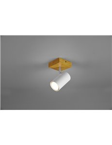 Marley base spot cil. Bianco base legno naturale h. 16,5cm