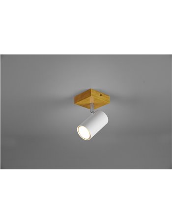 Marley base spot cil. Bianco base legno naturale h. 16,5cm