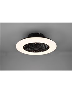 Stralsund ventilatore e plafoniera led con effetto cielo stellato bordo nero con telecomando multifunzione regolazione intensita