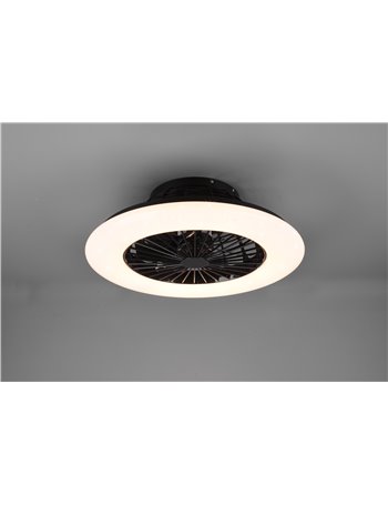 Stralsund ventilatore e plafoniera led con effetto cielo stellato bordo nero con telecomando multifunzione regolazione intensita