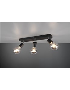 Vannes barra 3 spots orientabili nera l. 48cm