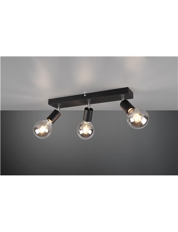 Vannes barra 3 spots orientabili nera l. 48cm