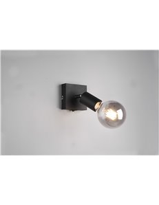 Vannes spot singolo orientabile nero con interruttore h. 13cm
