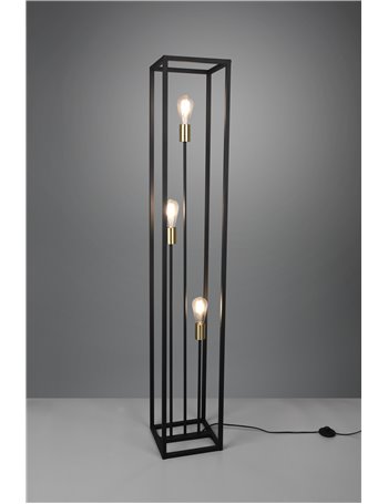 Vito piantana nera ed ottone anticato 3 luci h. 152cm
