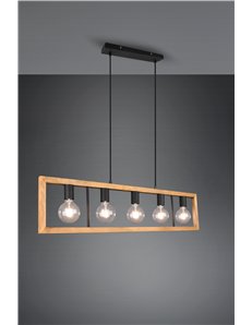 Agra sospensione legno naturale e metallo nero 5 diffusori l. 100cm