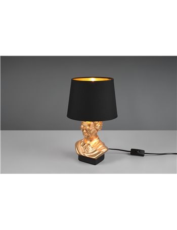 Albert lampada da tavolo metallo oro con paralume nero h.36cm