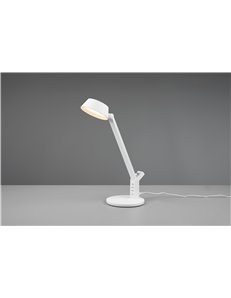 Ava lampada da studio led bianca con 4 prese usb e con regolazione luce calda- naturale - fredda touch dimmer h. 40,4cm 2
