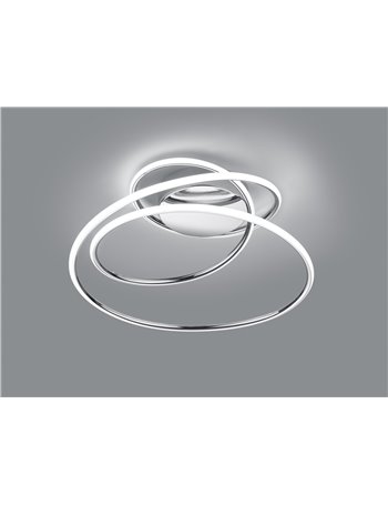 Bologna plafoniera led cromo con dimmerazione ad interruttore d.50cm