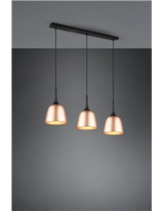 Chiron sospensione barra metallo nera 3 diffusori ottone satinato l.80cm 2