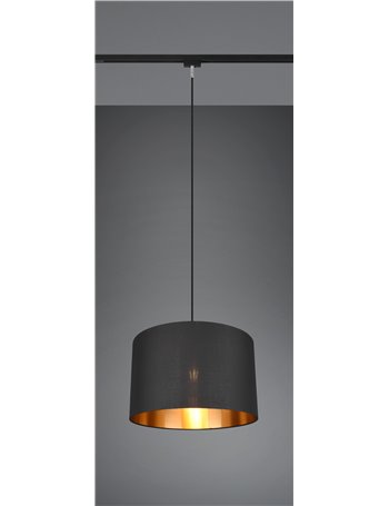 Duoline hostel sospensione paralume tessuto nero inetrno oro d. 30cm