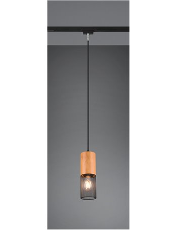 Duoline tosh sospensione metallo nero e legno d. 8cm