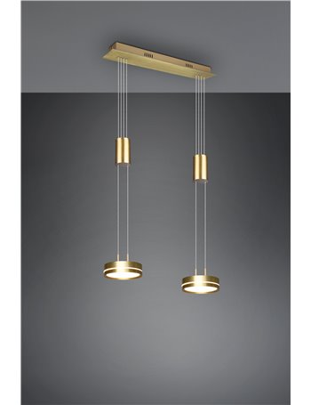 Franklin barra 2 sospensioni led regolabile in altezza con bilancieri ottone satinato regolazione intensita' con interruttore a 