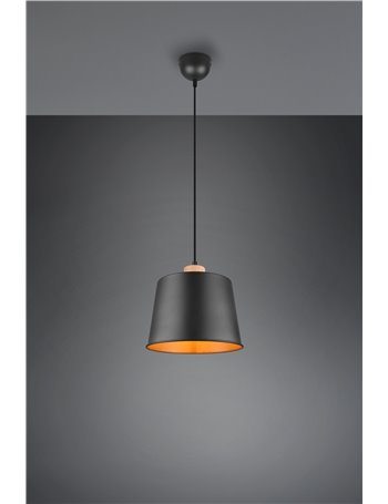 Harris sospensione metallo nero interno oro con particolare in legno naturale d. 26cm