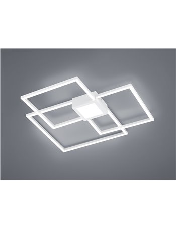 Hydra plafoniera led bianca triplo quadrato+luce centrale dimmerabile con interr. L. 66x66cm