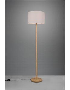 Korba piantana base legno naturale con paralume bianco h. 162cm 2