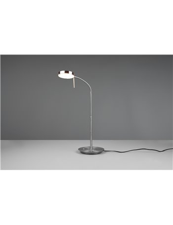 Monza lampada da studio led con 2 snodi flessibili acciaio e cromo con regolazione intensita' e temperatura di colore h.73cm  