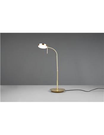 Monza lampada da studio led con 2 snodi flessibili ottone satinato con regolazione intensita' e temperatura di colore h.73cm  
