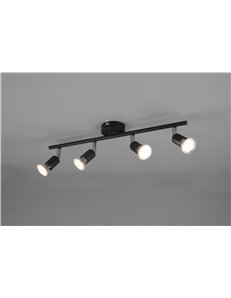 Paris senza lampadina barra 4 luci nero attacco gu10 l. 50cm