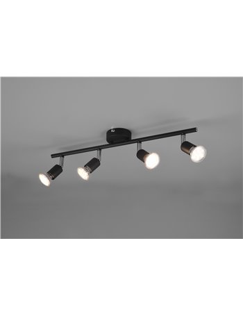 Paris senza lampadina barra 4 luci nero attacco gu10 l. 50cm