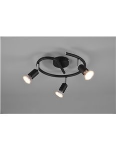 Paris senza lampadina girandola 3 luci nero attacco gu10 d. 28cm