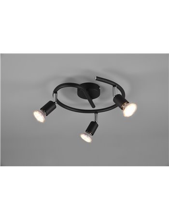 Paris senza lampadina girandola 3 luci nero attacco gu10 d. 28cm