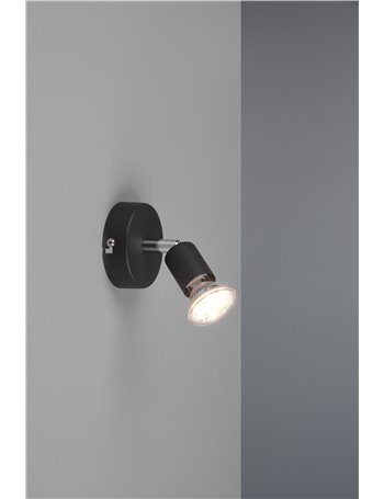 Paris senza lampadina spot 1 luce nero attacco gu10 d. 8cm