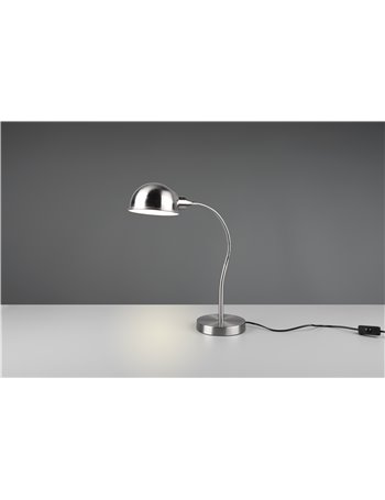 Perry lampada da tavolo flessibile acciaio satinato h. 46cm