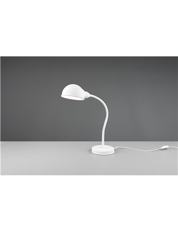 Perry lampada da tavolo flessibile bianca h. 46cm