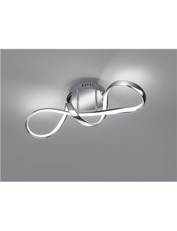 Perugia plafoniera led cromo con dimmerazione ad interruttore l.60cm