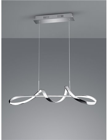 Perugia sospensione led cromo con dimmerazione ad interruttore l.80cm