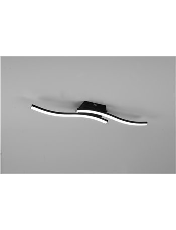 Route plafoniera led 2 bacchette ondulate antracite l. 54cm