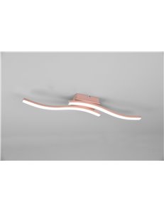 Route plafoniera led 2 bacchette ondulate oro rosa l. 54cm