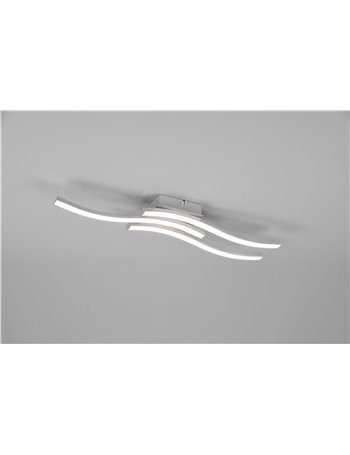 Route plafoniera led 3 bacchette ondulate acciaio satinato l. 54cm