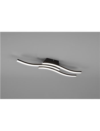 Route plafoniera led 3 bacchette ondulate antracite l. 54cm
