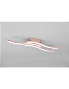 Route plafoniera led 3 bacchette ondulate oro rosa l. 54cm