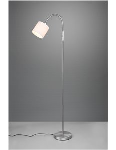 Tommy piantana acciaio satinato flessibile con paralume bianco h.130cm